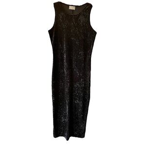 Vintage 90s Whimsigoth Black Crushed Velvet Dress, Joule, Size Small/Medium